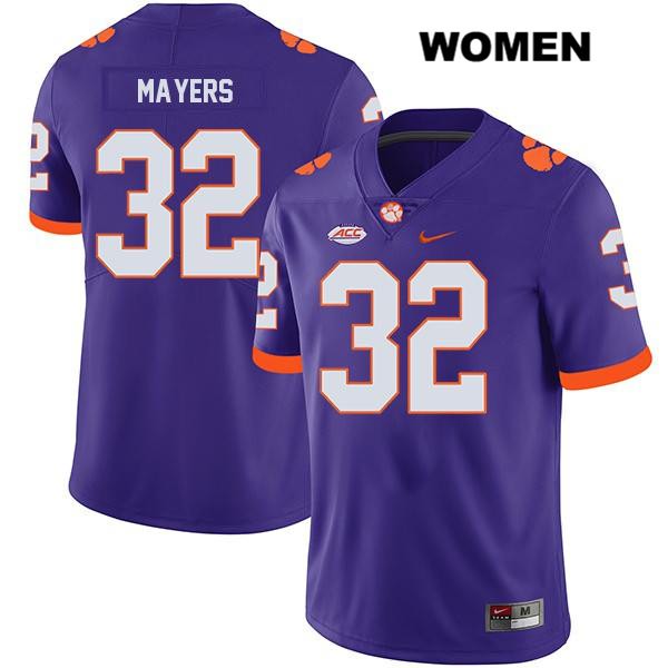 Women's Clemson Tigers #32 Sylvester Mayers Stitched Purple Legend Authentic Nike NCAA College Football Jersey JSI2246QK